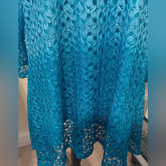 Kim Rogers 2X gorgeous aqua ombré lace outer layer too. Like new. - Picture 3 of 7